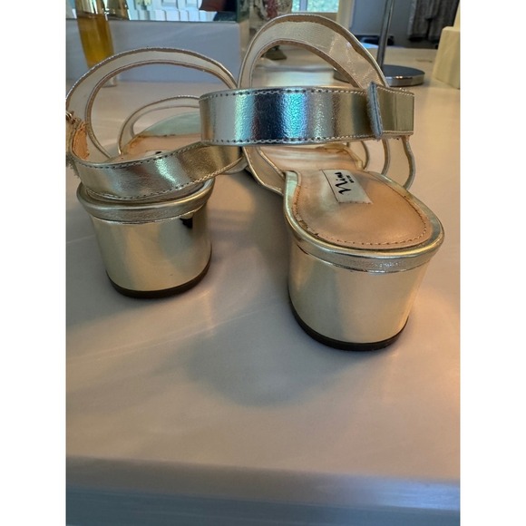Nina New York Silver Mesh Metallic Strappy Block Heel Sandals Size 9M - Picture 12 of 15